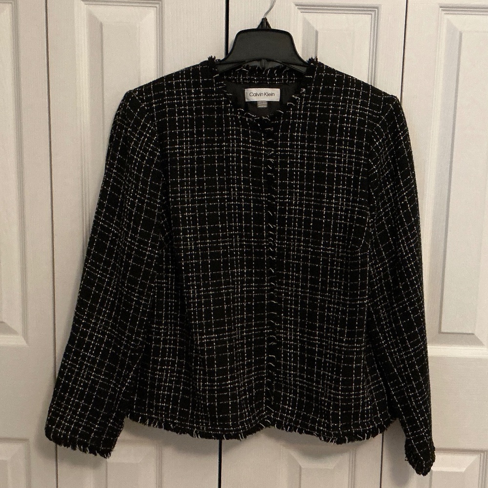 Calvin Klein Women’s Black-White Tweed Jacket